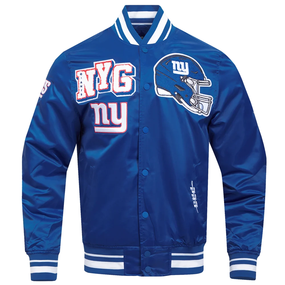 New York Giants Mashup Full-Snap Blue Satin Varsity Jacket
