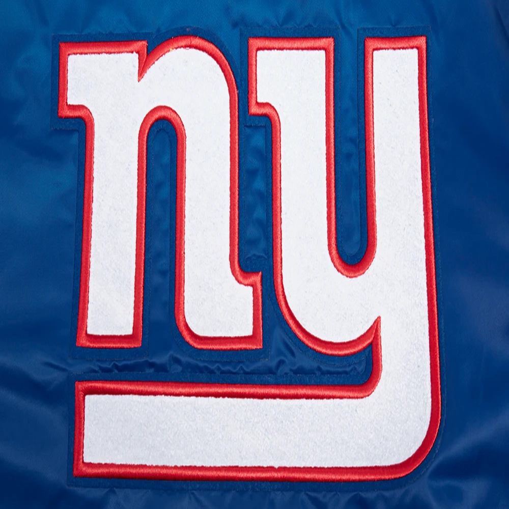 New York Giants Mashup Full-Snap Blue Satin Varsity Jacket - Image 8