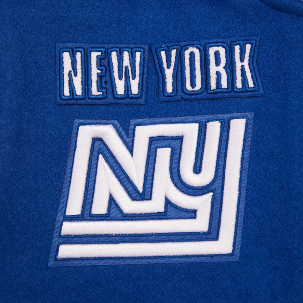 New York Giants Retro Classic Women's Blue/White Wool & Leather Varsity Jacket - Image 6