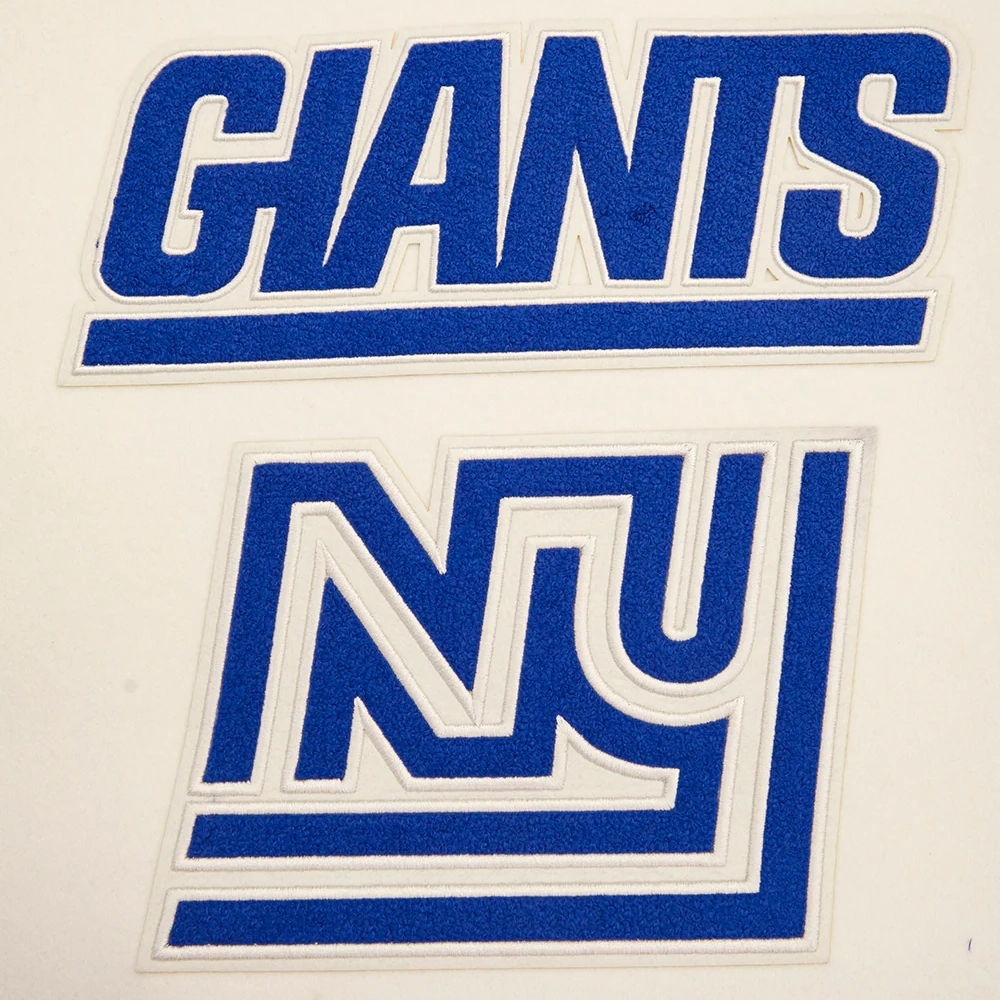 New York Giants Retro Classic Women's White/Blue Wool & Leather Varsity Jacket - Image 5