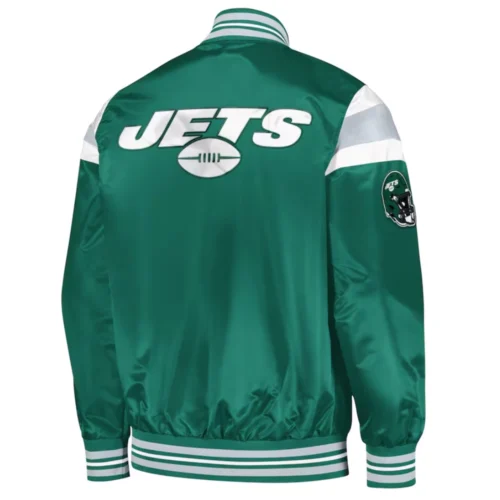 Alternative view of New York Jets Full-Snap Satin Green Varsity Jacket