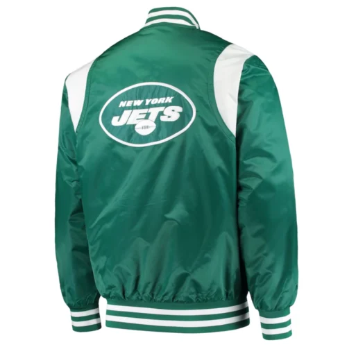 Alternative view of New York Jets Prime Time Green Satin Varsity Jacket