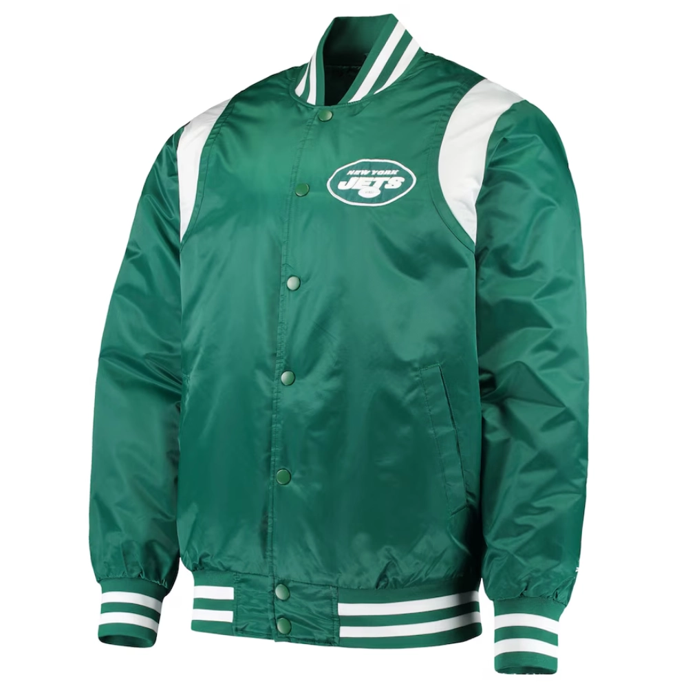 New York Jets Prime Time Green Satin Varsity Jacket