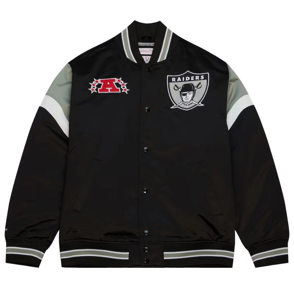 Las Vegas Raiders Cooperstown Heavyweight Full-Snap Satin Varsity Jacket