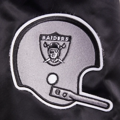 Las Vegas Raiders Retro Classic Full-Snap Black Satin Varsity Jacket - Image 6