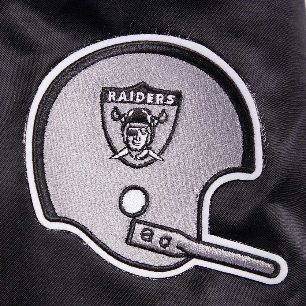 Las Vegas Raiders Retro Classic Full-Snap Black Satin Varsity Jacket - Image 6