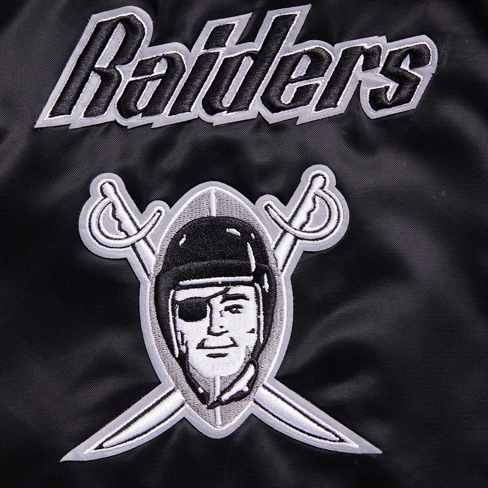 Las Vegas Raiders Retro Classic Full-Snap Black Satin Varsity Jacket - Image 7