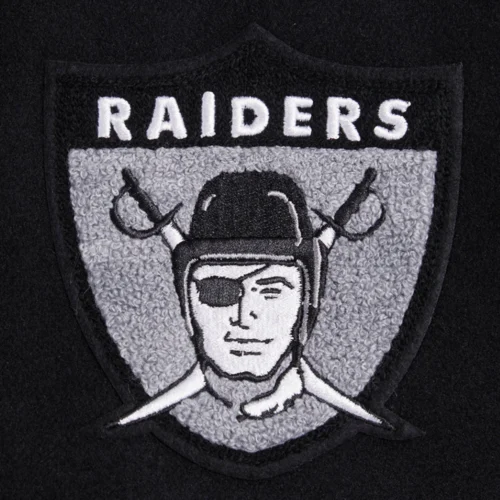 Las Vegas Raiders Retro Classic Women's Black/White Wool & Leather Varsity Jacket - Image 5