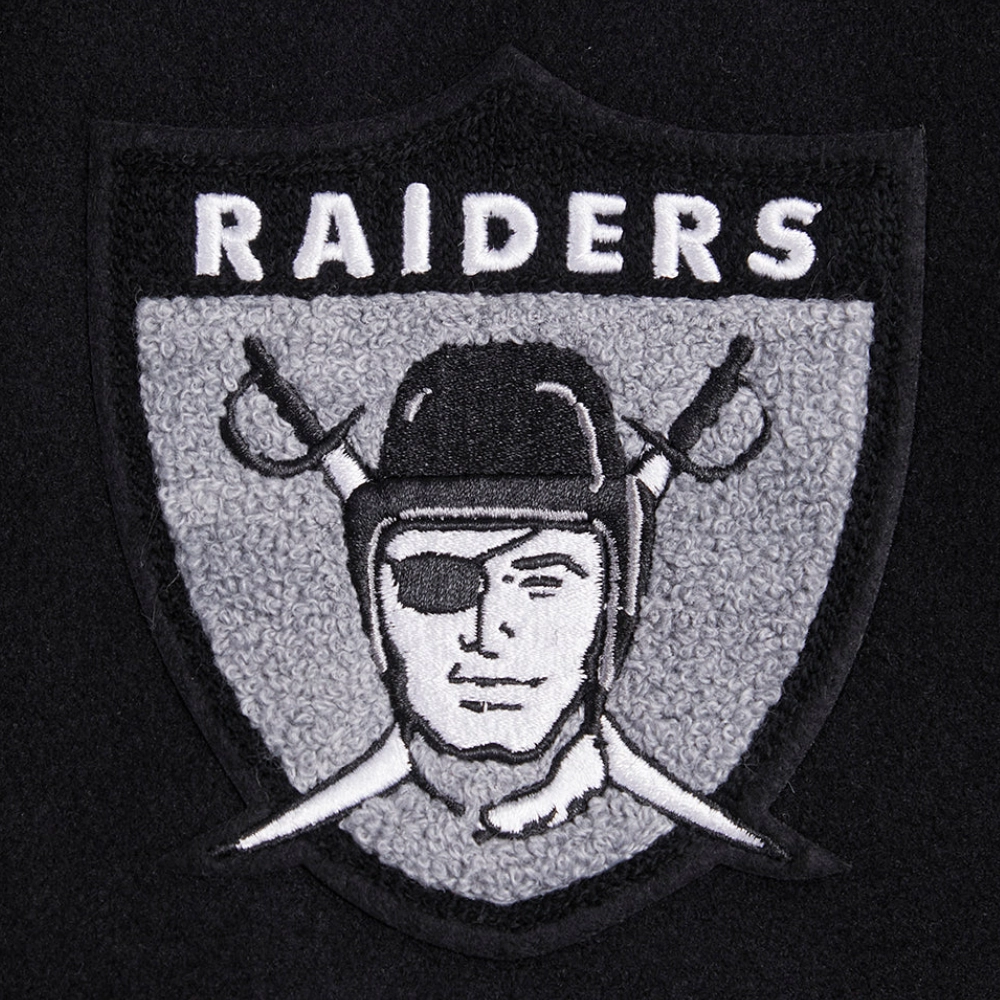 Las Vegas Raiders Retro Classic Women's Black/White Wool & Leather Varsity Jacket - Image 5
