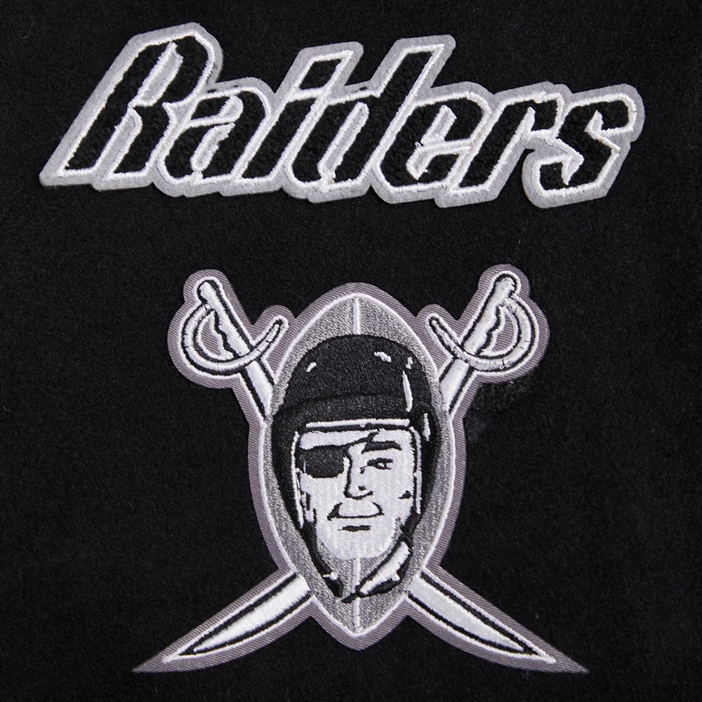 Las Vegas Raiders Retro Classic Women's Black/White Wool & Leather Varsity Jacket - Image 7