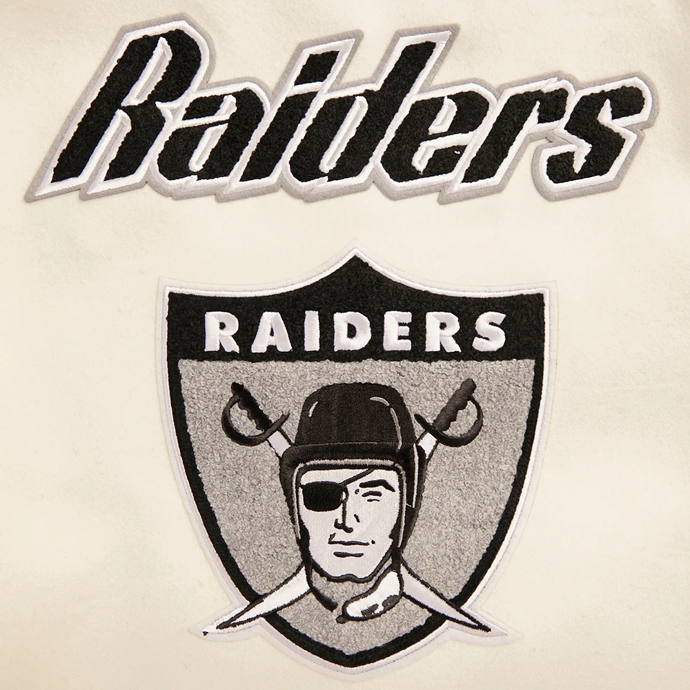 Las Vegas Raiders Retro Classic Women's White/Black Wool & Leather Varsity Jacket - Image 5