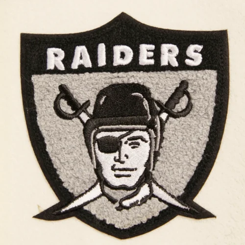 Las Vegas Raiders Retro Classic Women's White/Black Wool & Leather Varsity Jacket - Image 6