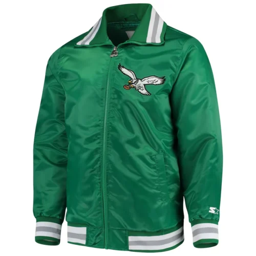Philadelphia Eagles The Captain Green Satin Varsity Jacket