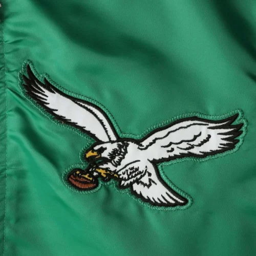 Philadelphia Eagles The Captain Green Satin Varsity Jacket - Image 4