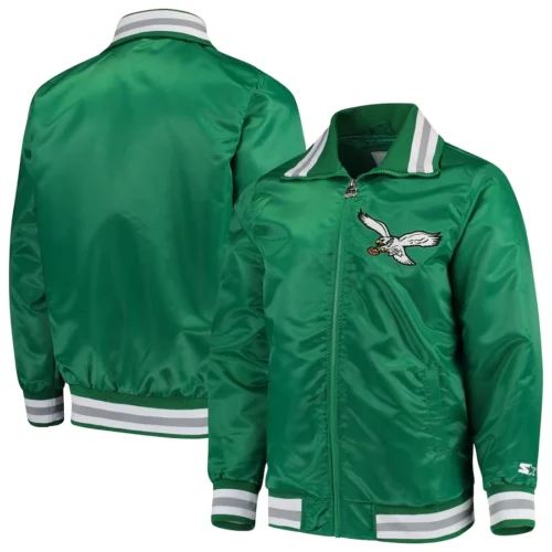 Alternative view of Philadelphia Eagles The Captain Green Satin Varsity Jacket