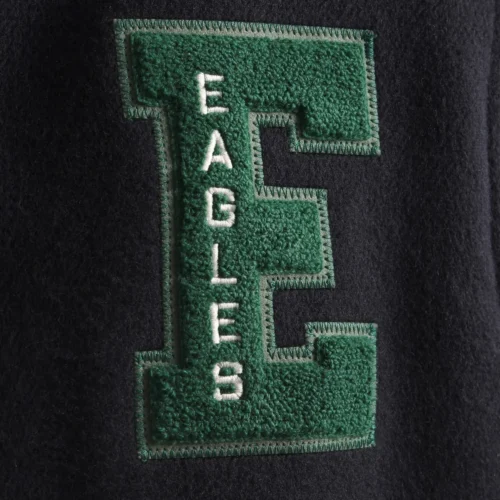 Philadelphia Eagles Cashmere Coaches Black Wool Varsity Jacket - Image 3