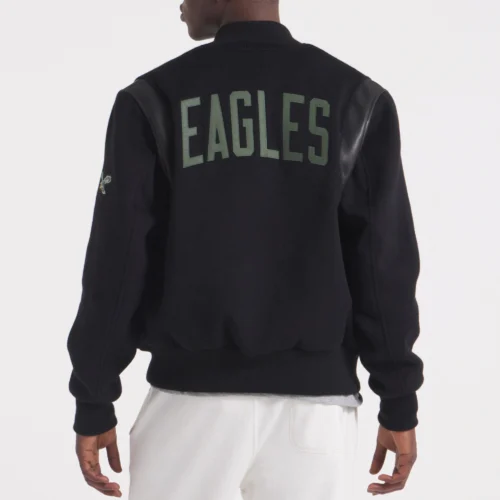 Alternative view of Philadelphia Eagles Cashmere Coaches Black Wool Varsity Jacket
