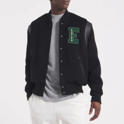 Philadelphia Eagles Cashmere Coaches Black Wool Varsity Jacket