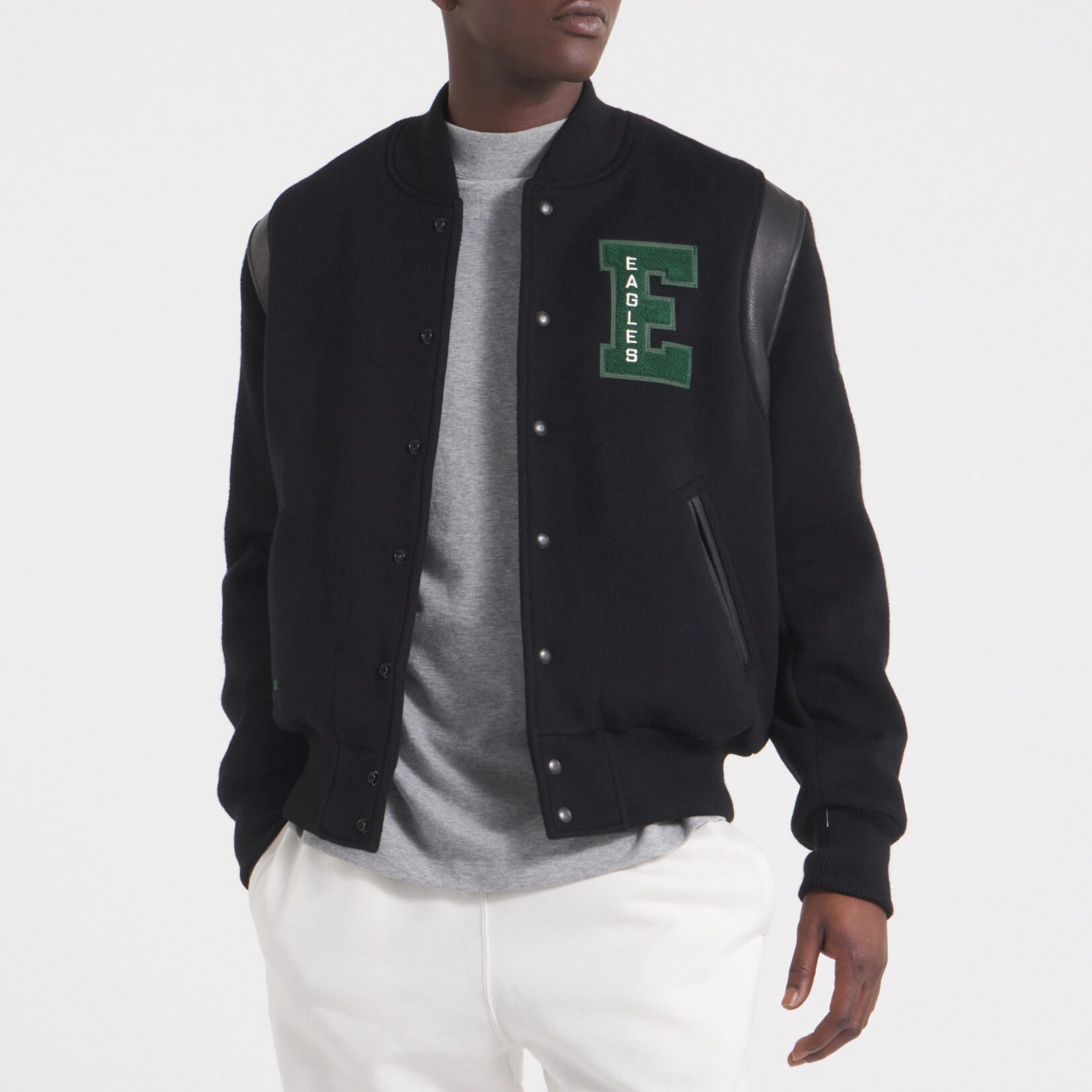 Philadelphia Eagles Cashmere Coaches Black Wool Varsity Jacket