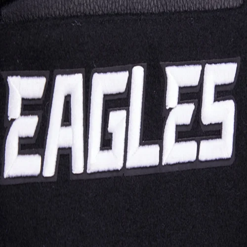 Philadelphia Eagles Mashup Black Wool & Leather Varsity Jacket - Image 9