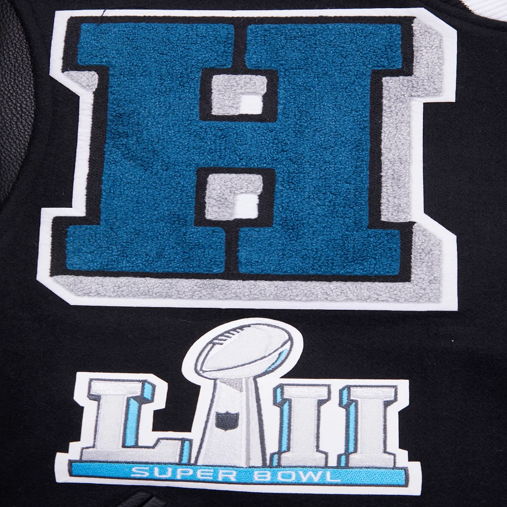 Philadelphia Eagles Mashup Black Wool & Leather Varsity Jacket - Image 8