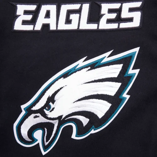 Philadelphia Eagles Mashup Black Wool & Leather Varsity Jacket - Image 7