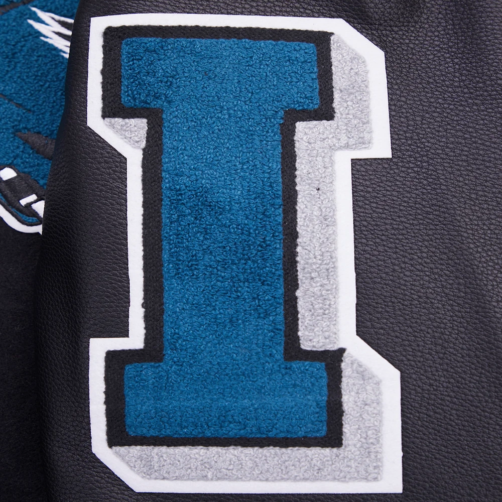 Philadelphia Eagles Mashup Black Wool & Leather Varsity Jacket - Image 6