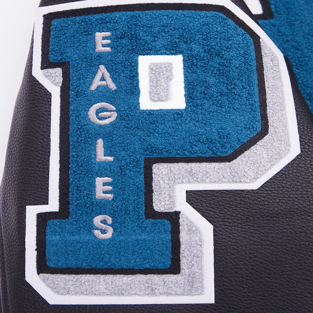 Philadelphia Eagles Mashup Black Wool & Leather Varsity Jacket - Image 5