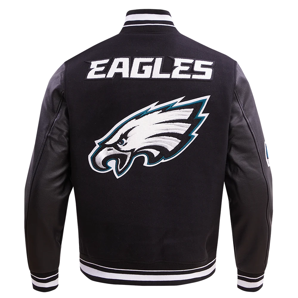 Philadelphia Eagles Mashup Black Wool & Leather Varsity Jacket - Image 4