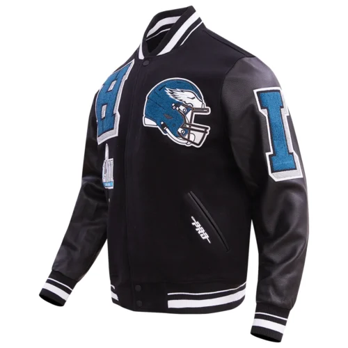 Alternative view of Philadelphia Eagles Mashup Black Wool & Leather Varsity Jacket