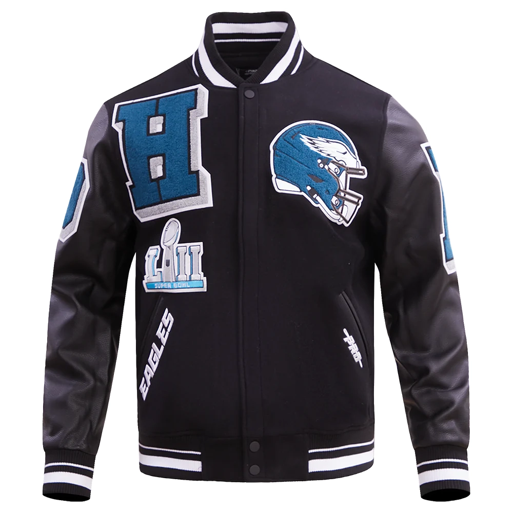 Philadelphia Eagles Mashup Black Wool & Leather Varsity Jacket