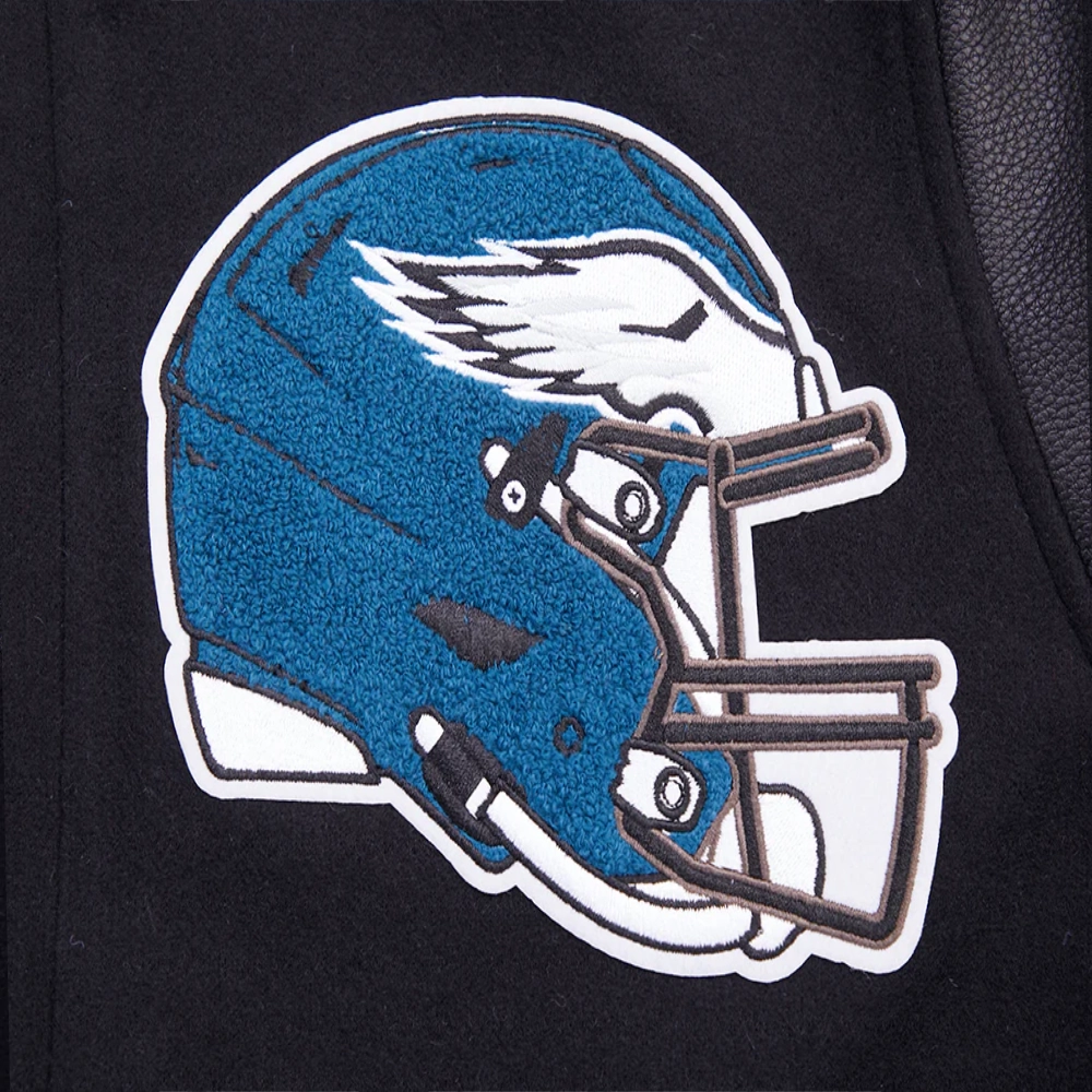 Philadelphia Eagles Mashup Black Wool & Leather Varsity Jacket - Image 10