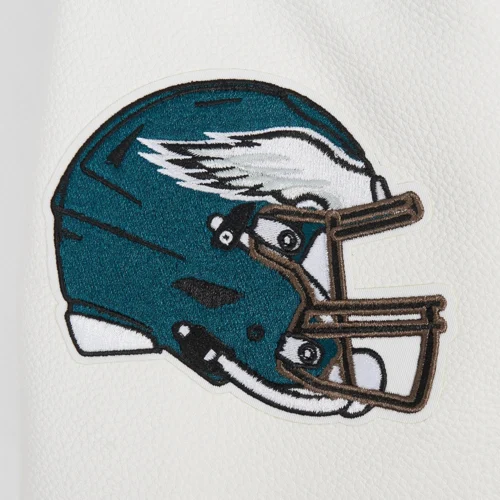 Philadelphia Eagles Old English Black/White Wool & Leather Varsity Jacket - Image 5