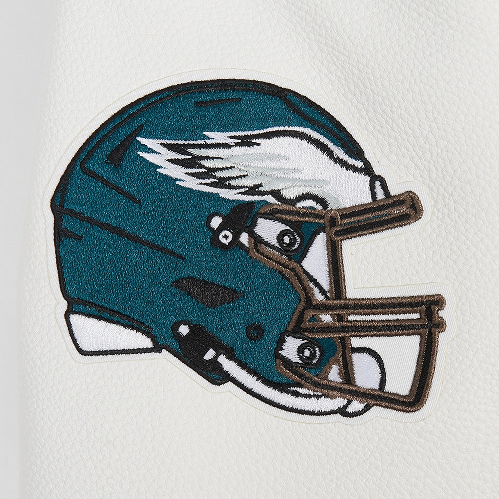 Philadelphia Eagles Old English Black/White Wool & Leather Varsity Jacket - Image 5