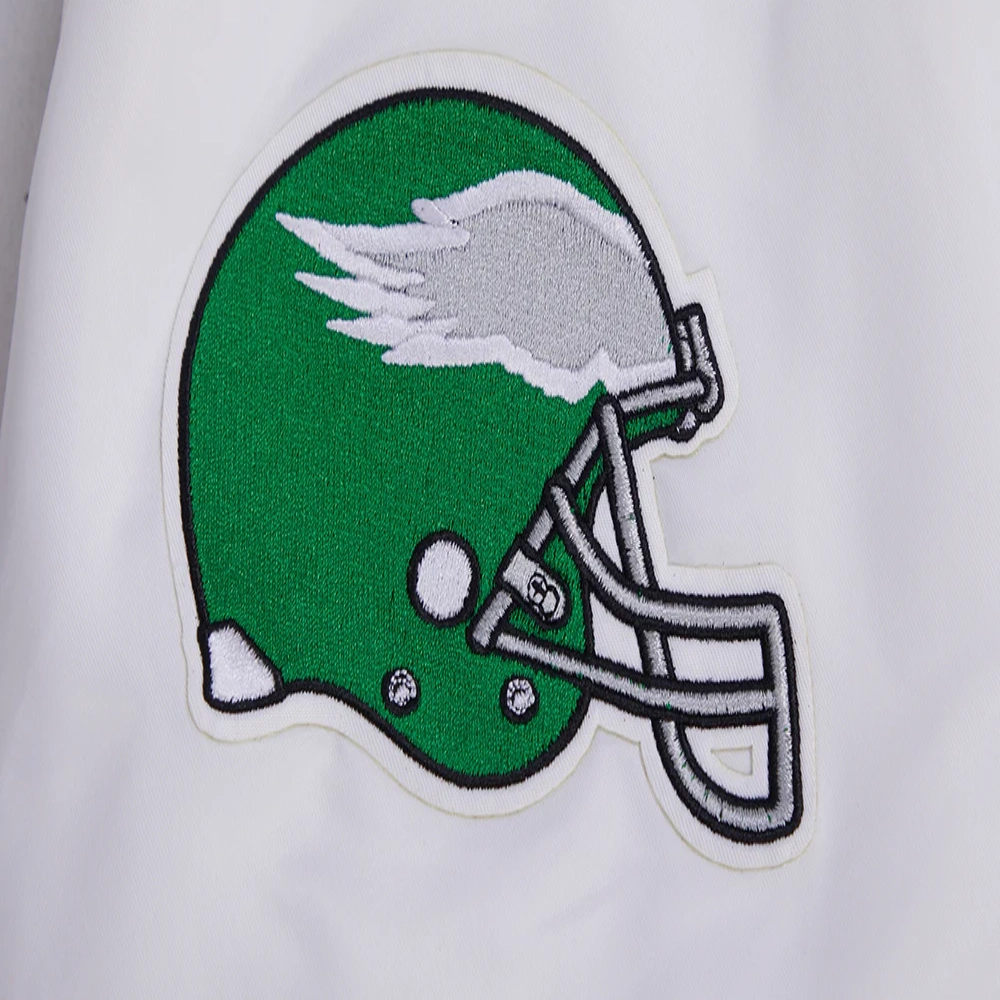 Philadelphia Eagles Retro Classic Full-Snap White Satin Varsity Jacket - Image 5