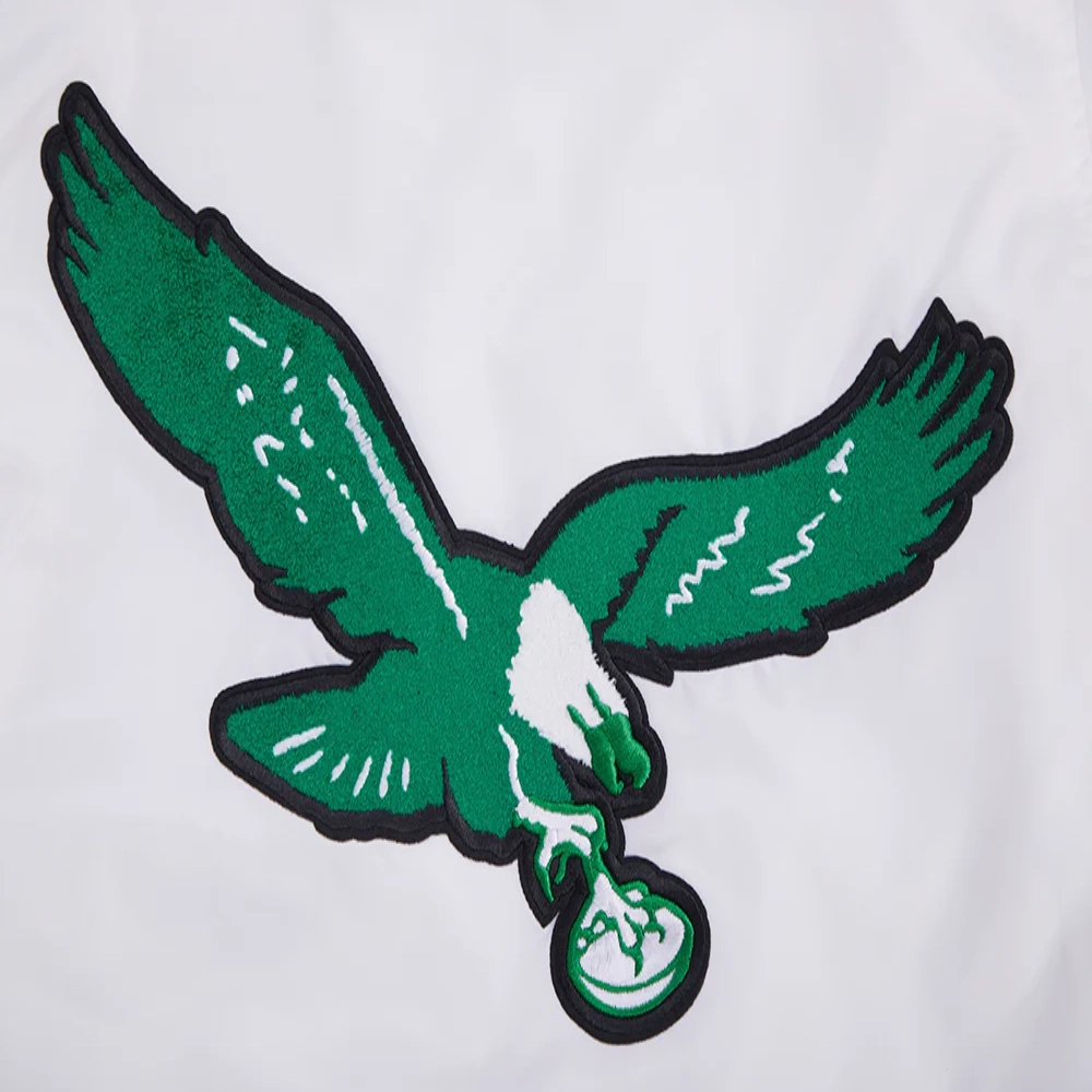 Philadelphia Eagles Retro Classic Full-Snap White Satin Varsity Jacket - Image 6