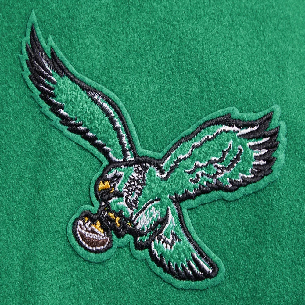 Philadelphia Eagles Retro Classic Women's Green/White Wool & Leather Varsity Jacket - Image 6