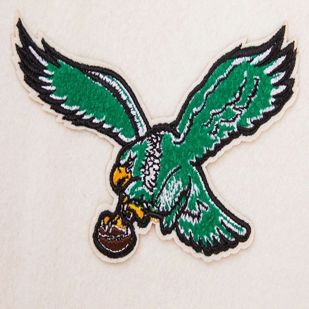Philadelphia Eagles Retro Classic Women's White/Green Wool & Leather Varsity Jacket - Image 5