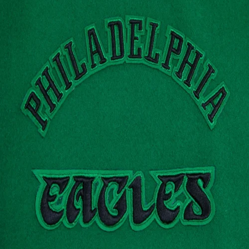 Philadelphia Eagles Retro Classic Green/White Wool & Leather Varsity Jacket - Image 4
