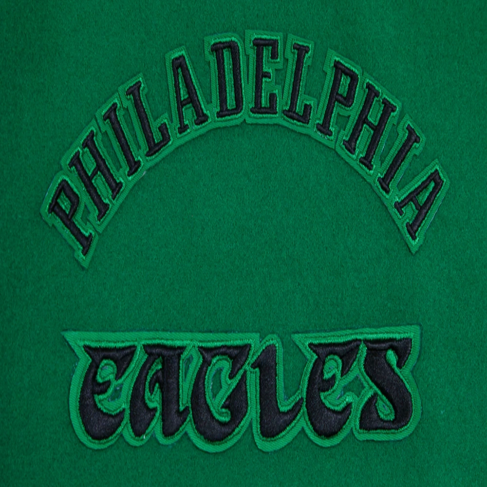 Philadelphia Eagles Retro Classic Green/White Wool & Leather Varsity Jacket - Image 4