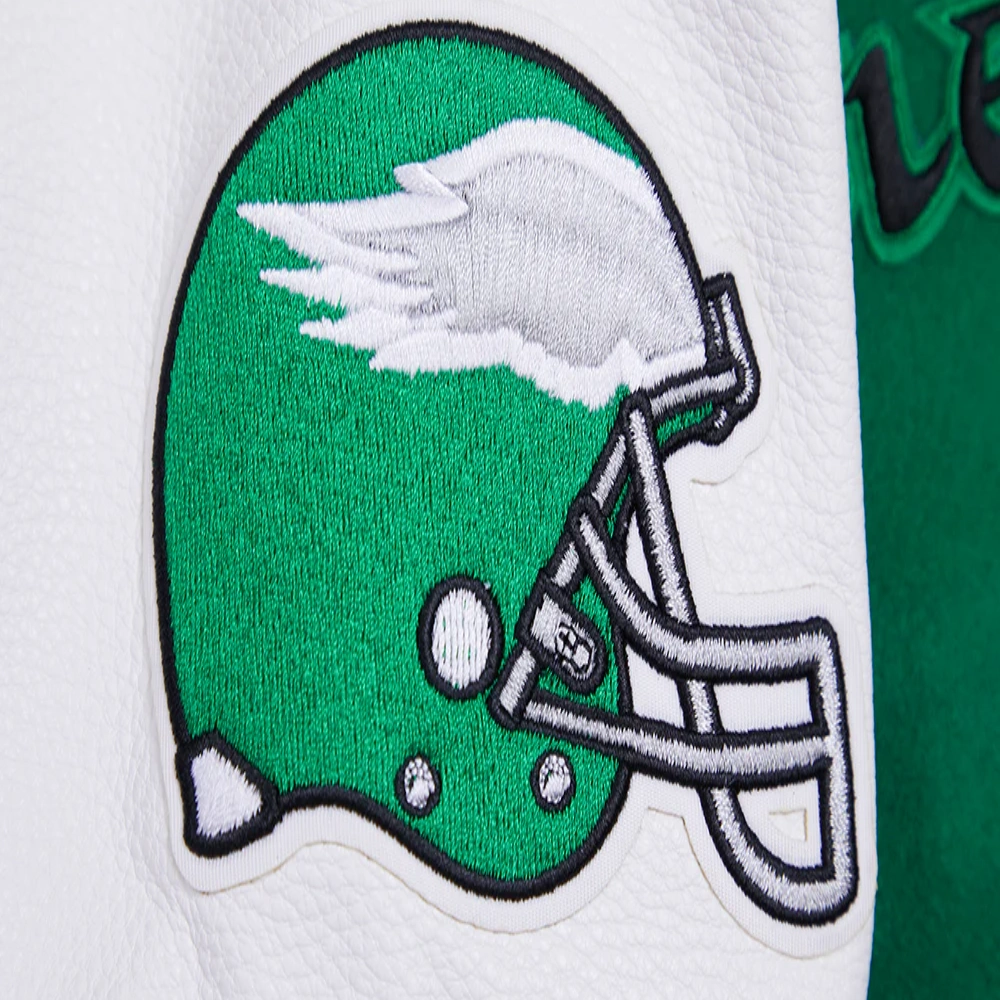 Philadelphia Eagles Retro Classic Green/White Wool & Leather Varsity Jacket - Image 6