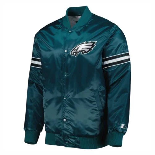 Philadelphia Eagles Pick & Roll Full-Snap Green Satin Varsity Jacket