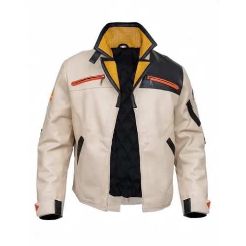 Phoenix Agent Fiery Video Game White Leather Jacket