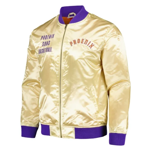 Phoenix Suns Team OG 2.0 Full-Zip Vintage Logo Satin Varsity Gold Jacket