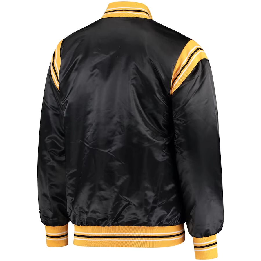 Pittsburgh Steelers The Enforcer Black Satin Varsity Jacket - Image 2
