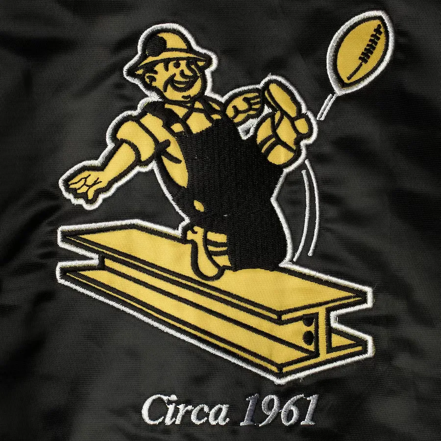 Pittsburgh Steelers The Enforcer Black Satin Varsity Jacket - Image 4