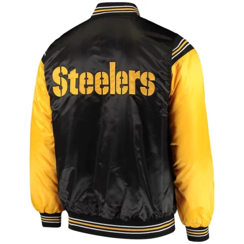Alternative view of Pittsburgh Steelers The Enforcer  Black/Yellow Satin Varsity Jacket