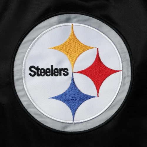 Pittsburgh Steelers The Enforcer Black/Yellow Satin Varsity Jacket - Image 3