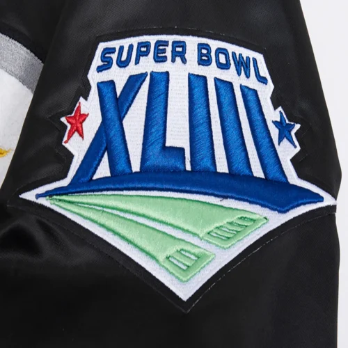 Pittsburgh Steelers Mashup Full-Snap Black Satin Varsity Jacket - Image 8