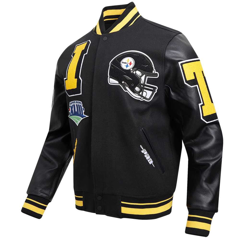 Pittsburgh Steelers Mashup Black Wool & Leather Varsity Jacket - Image 2